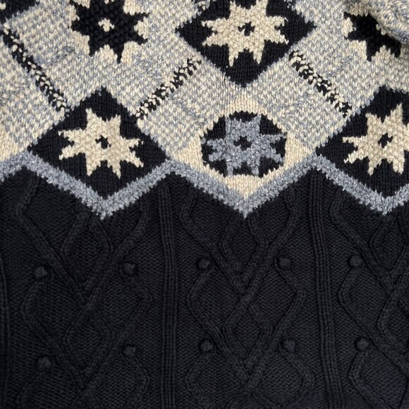 Vintage Cable Knit Wool Silk Fair Isle Scandinavian Oversized Winter Christmas - Picture 5 of 7
